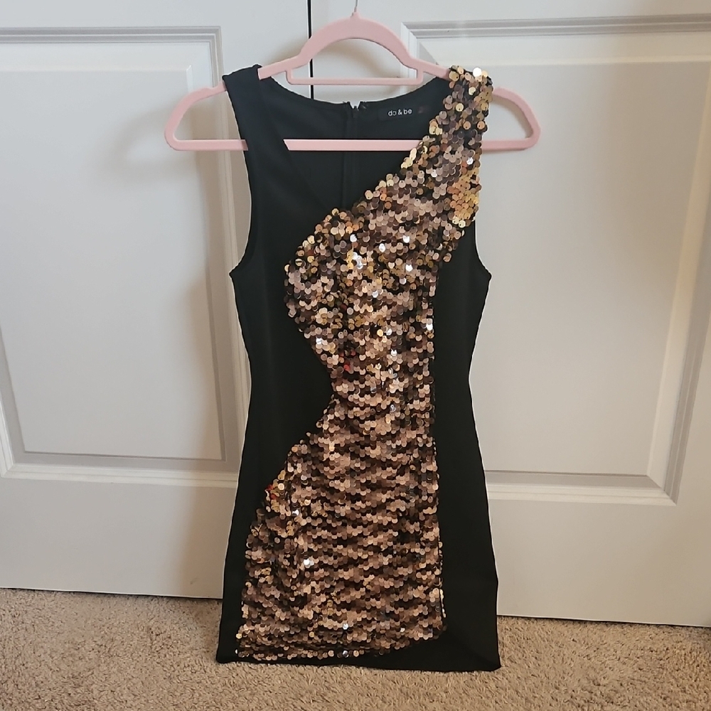 DO+BE Black Dress with Gold Accents